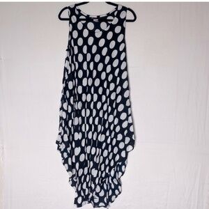 Model Frange Black White Polkadot Midi Dress With Pockets L